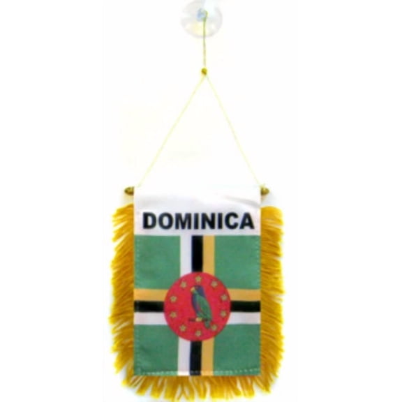 CRESTIN- Wholesale Lot 3 Dominica Mini Flag 4"X6" Window Banner W/ Suction Cup