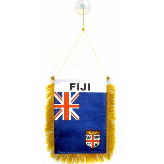 CRESTIN- Wholesale Lot 3 Fiji Mini Flag 4"X6" Window Banner W/ Suction Cup