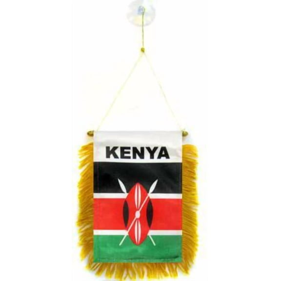 CRESTIN- Wholesale Lot 3 Kenya Mini Flag 4"X6" Window Banner W/ Suction Cup