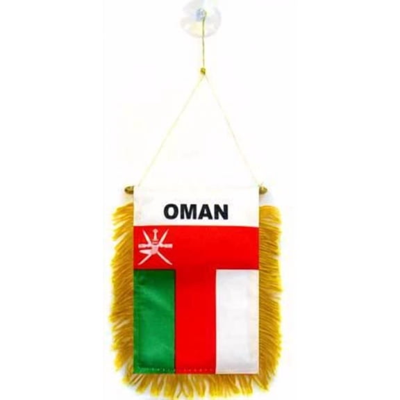CRESTIN- Wholesale Lot 3 Oman Mini Flag 4"X6" Window Banner W/ Suction Cup