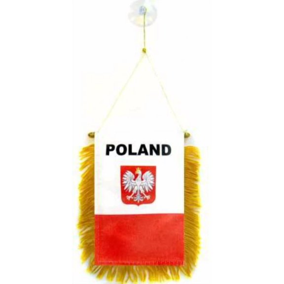 CRESTIN- Wholesale Lot 3 Poland Eagle Mini Flag 4"X6" Window Banner W/ Suction Cup