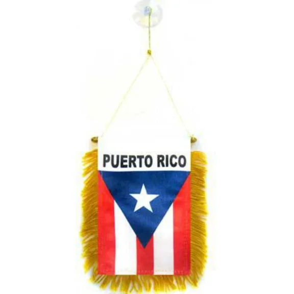 CRESTIN- Wholesale Lot 3 Puerto Rico Mini Flag 4"X6" Window Banner W/ Suction Cup