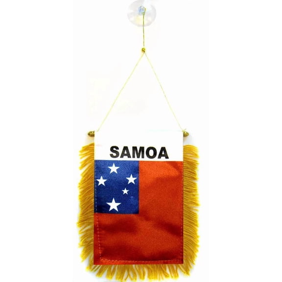 CRESTIN- Wholesale Lot 3 Samoa Mini Flag 4"X6" Window Banner W/ Suction Cup