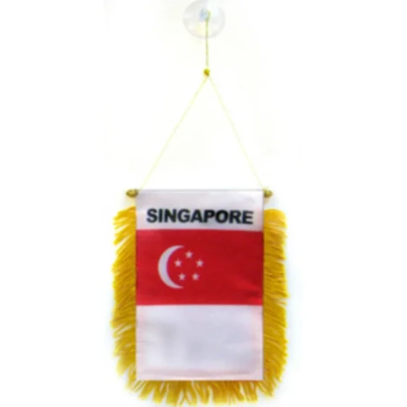 CRESTIN- Wholesale Lot 3 Singapore Mini Flag 4"X6" Window Banner W/ Suction Cup