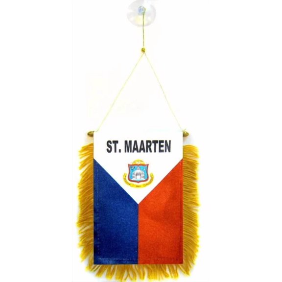 CRESTIN- Wholesale Lot 3 St. Maarten Mini Flag 4"X6" Window Banner W/ Suction Cup