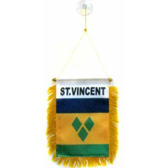 CRESTIN- Wholesale Lot 3 St. Vincent Mini Flag 4"X6" Window Banner W/ Suction Cup