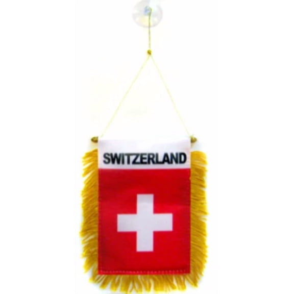 CRESTIN- Wholesale Lot 3 Switzerland Mini Flag 4"X6" Window Banner W/ Suction Cup