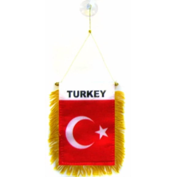 CRESTIN- Wholesale Lot 3 Turkey Mini Flag 4"X6" Window Banner W/ Suction Cup