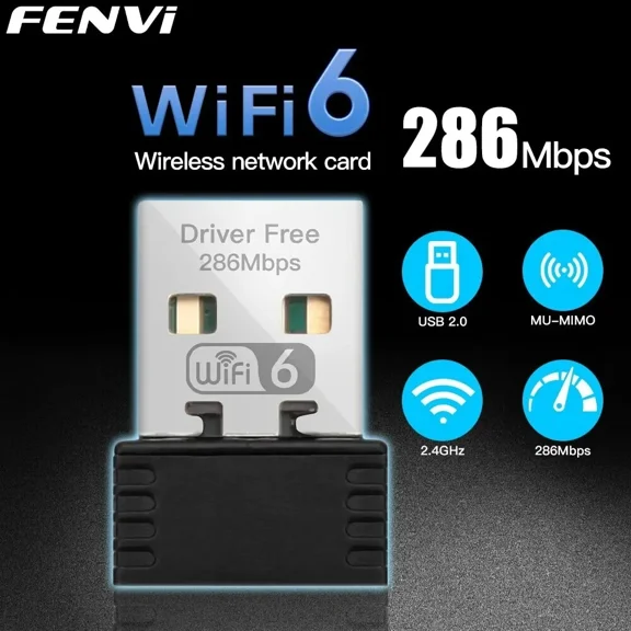 CRESTIN- Wifi 6 Adapter Ax286 Network Card Mini Usb Dongle 2.4Ghz 802.11Ax Windows 10/11