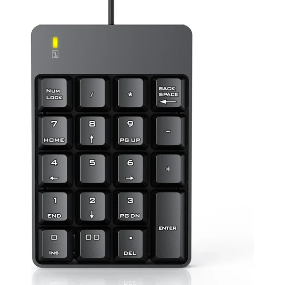 CRESTIN- Wired Number Pad, Usb Numeric Keypad 19 Key Number Keypad Keyboard For Laptop Pc