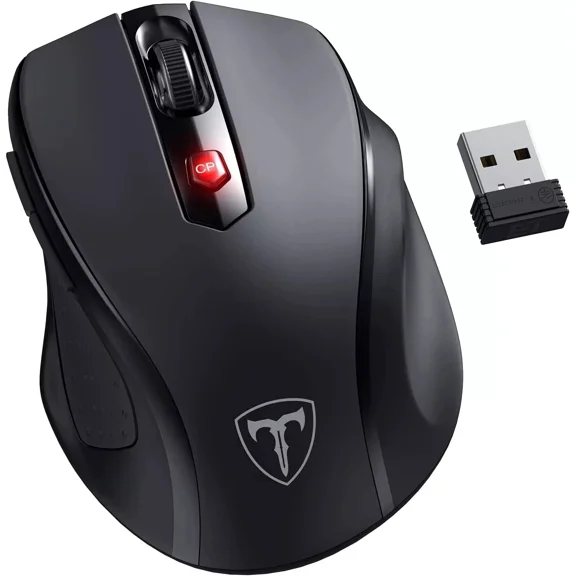 CRESTIN- Wireless Mouse 2.4G USB, 800-2400 DPI, Ergo Grip, 6-Button, 16-Mo Battery, PC