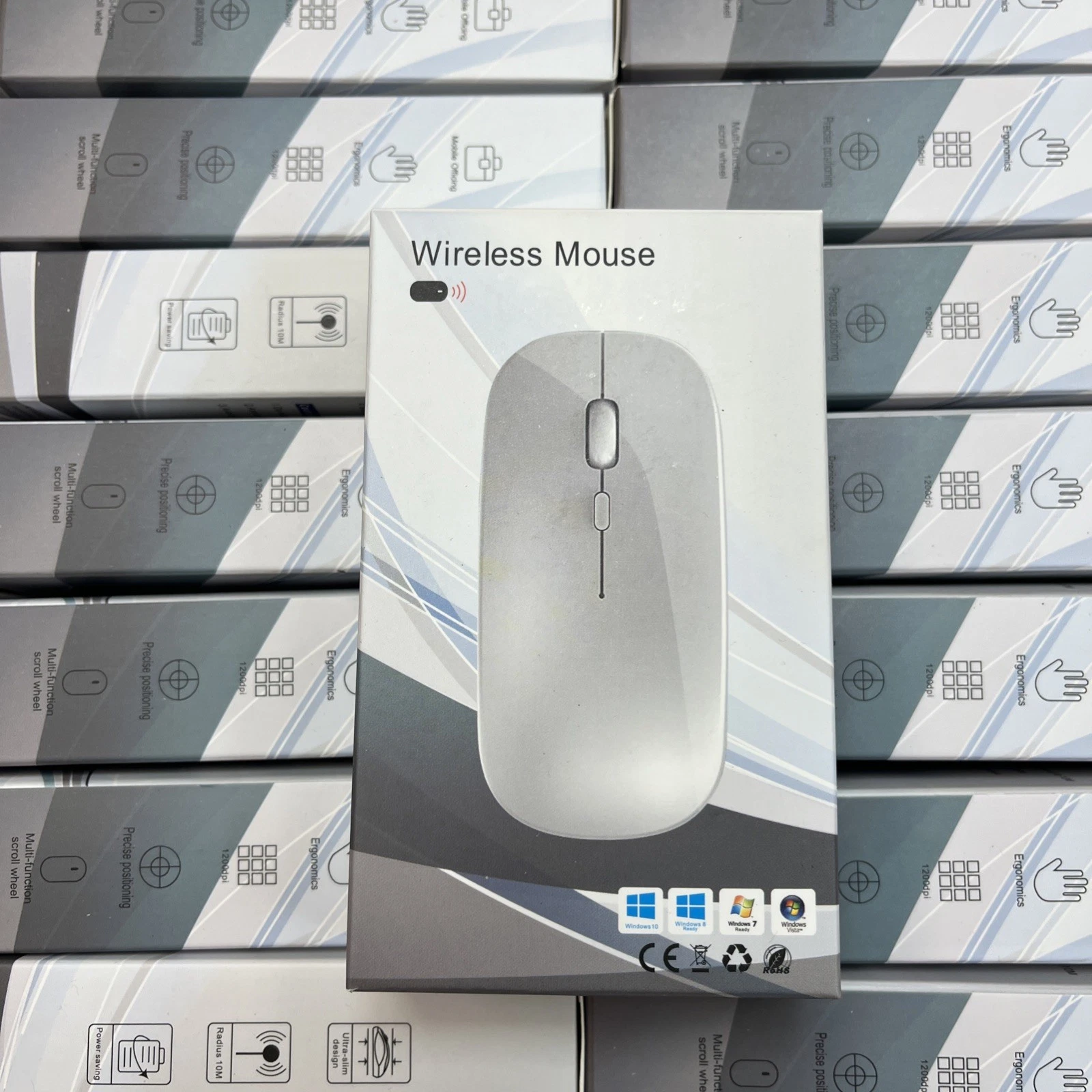 CRESTIN- Wireless Mouse Bluetooth Optical 2.4Ghz Usb Rechargeable Rgb Pc Laptop Black