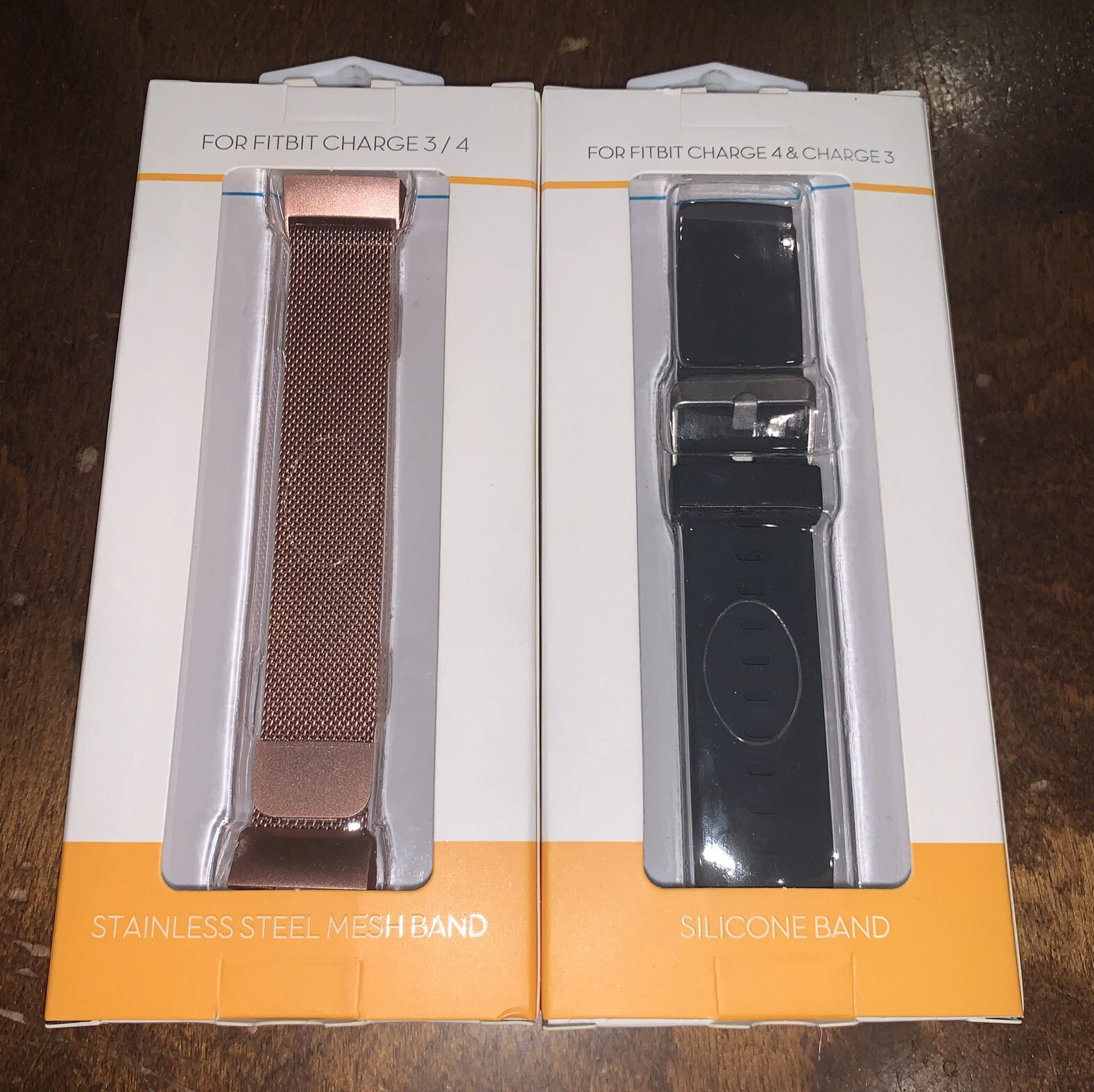 CRESTIN- Withit Rose Gold And Black Watch Band For Fitbit Charge 3 & Charge 4