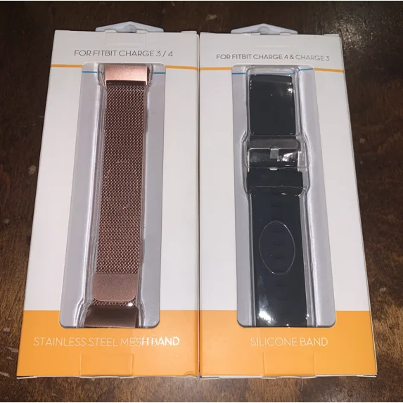 CRESTIN- Withit Rose Gold And Black Watch Band For Fitbit Charge 3 & Charge 4