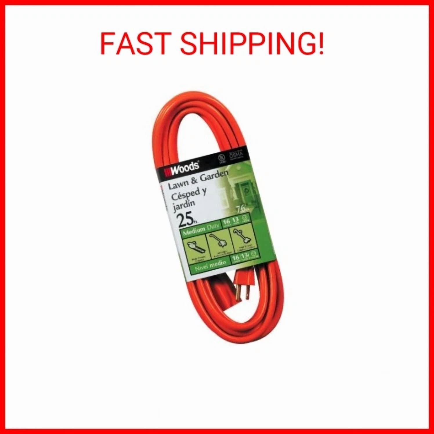 CRESTIN- Woods Light Duty Extension Cord, 25Ft, 16 Gauge, 3 Conductor, General Purpose Ex