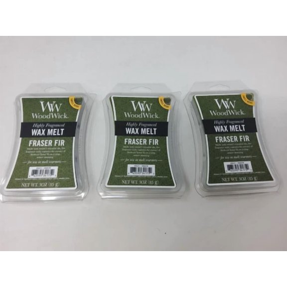CRESTIN- Woodwick Frasier Fir Hourglass Wax Melts - 3 Oz Ea Pack 3Pks