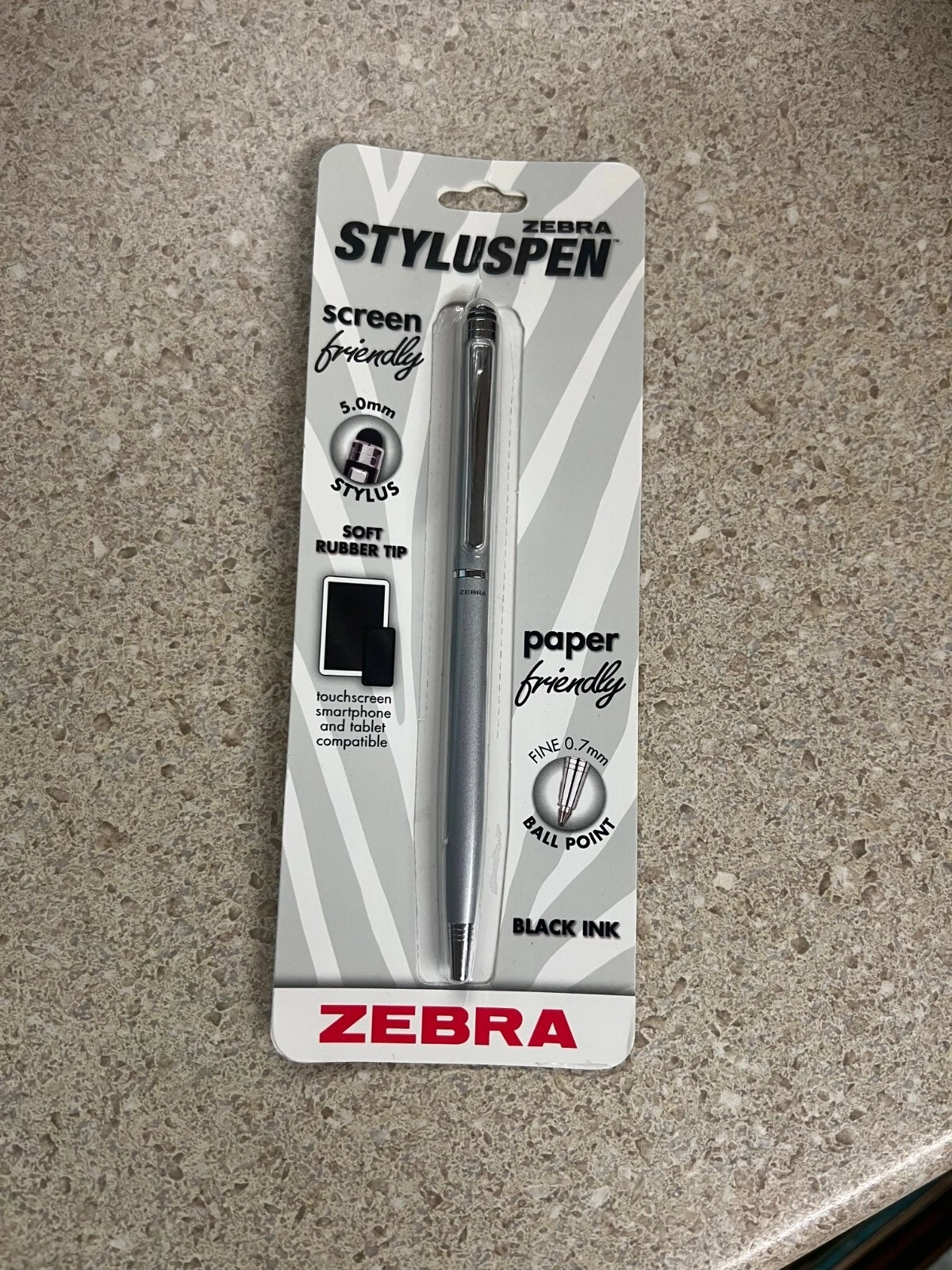 CRESTIN- Zebra Stylus/Pen Combination Twist Ballpoint Silver New