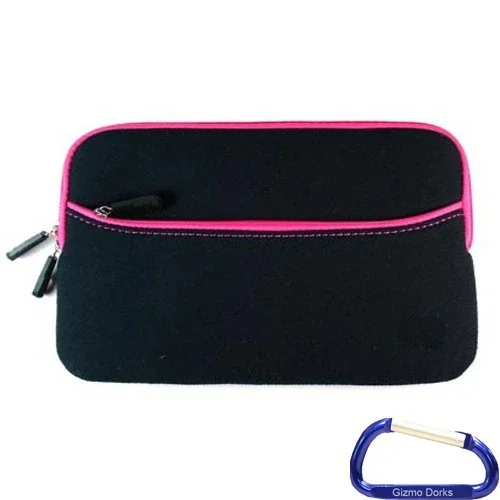 CRESTIN- Zipper Sleeve Cover Case For Chromo Inc 4Gb 7" Android Tablet - Black Pink Trim