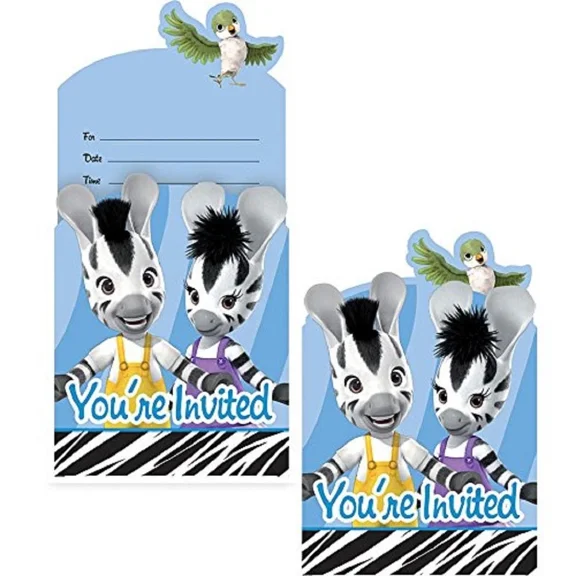 CRESTIN- Zou Cartoon Zebra Bizou Elzee Kids Birthday Party Deluxe Pop-Up Invitations