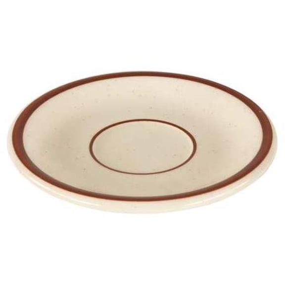 CRESTWARE SC21 Saucer, 6", Ceramic Brown Speckled with Brown Band PK36