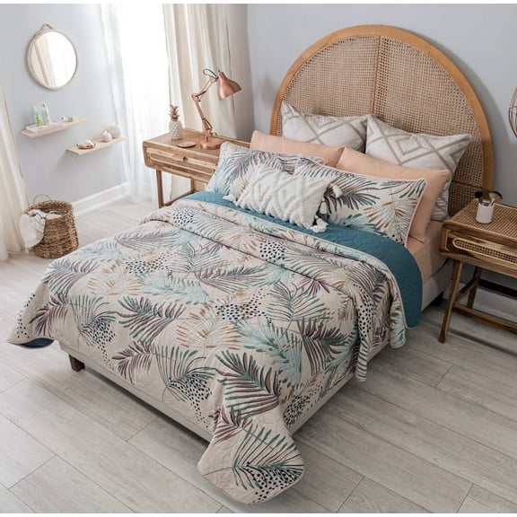 CRETA LEAVES SPECIAL FABRIC ULTRA SLIM REVERSIBLE COMFORTER 1 PCS KING SIZE MADE IN MEXICO