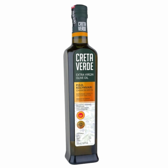CRETA VERDE | Greek Extra Virgin Olive Oil Cold Pressed for Cooking, Salads & Dipping | Premium Single-Origin Crete EVOO | Award-Worthy Koroneiki Variety, P.D.O. Kolymvari | 500ml Glass Bottle