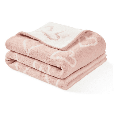 CREVENT 30''X40'' Chenille Warm Baby Blanket for Boys Infants Toddlers' Bedding Crib Cot Stroller, Baby Shower Birthday Newborn's Gift, Unisex,Pink Heart