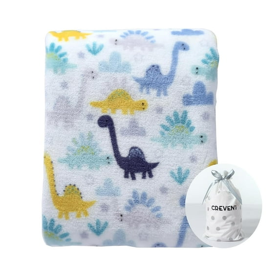 CREVENT 30''X40'' Cozy Fluffy Warm Fleece Baby Crib Blanket for Boys Infant Toddler Crib Cot Stroller (Dinosaur)