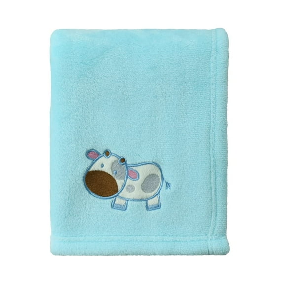 CREVENT 30''X40'' Cozy Fluffy Warm Fleece Infant Baby Blanket for Girls & Boys Toddler Crib Cot Stroller - Blue Cow