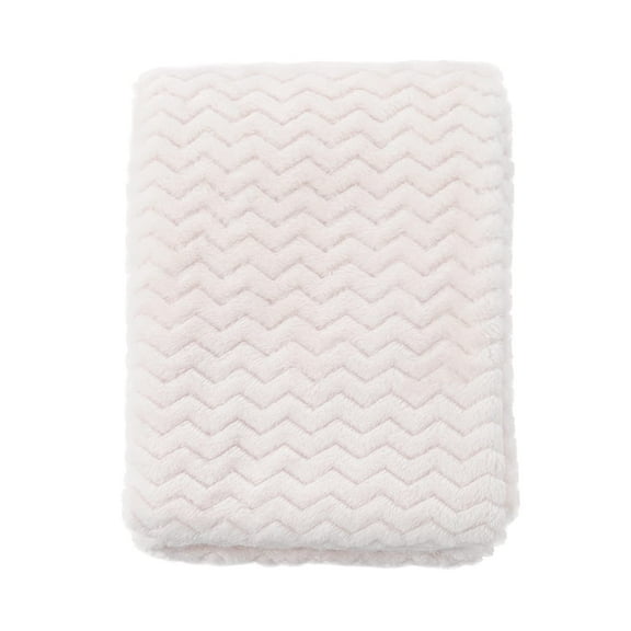 CREVENT 30''X40'' Cozy Fluffy Warm Fleece Infant Blanket for Girls & Boys Toddler Crib Cot Stroller - Wave Ivory/White