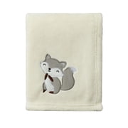 CREVENT 30''X40'' Light Cozy Plush Fluffy Warm Fleece Receiving Baby Blanket for Infant Toddler Crib Cot Stroller, Baby Birthday Ivory Fox
