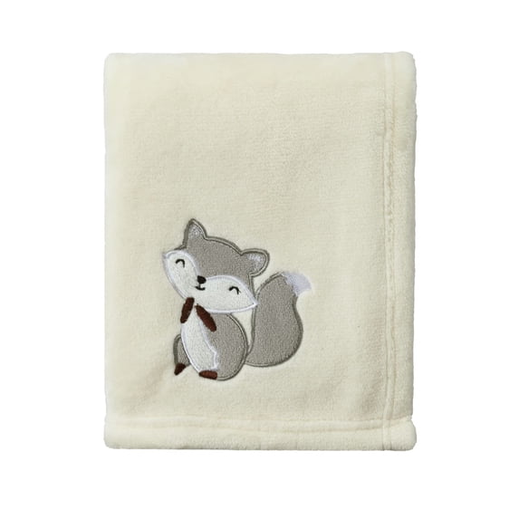 CREVENT 30''X40'' Light Cozy Plush Fluffy Warm Fleece Receiving Baby Blanket for Infant Toddler Crib Cot Stroller, Baby Birthday Ivory Fox