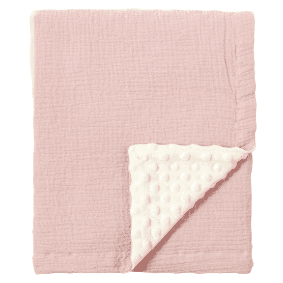 CREVENT Warm Plush Pink Muslin Cotton Baby Receiving Blanket