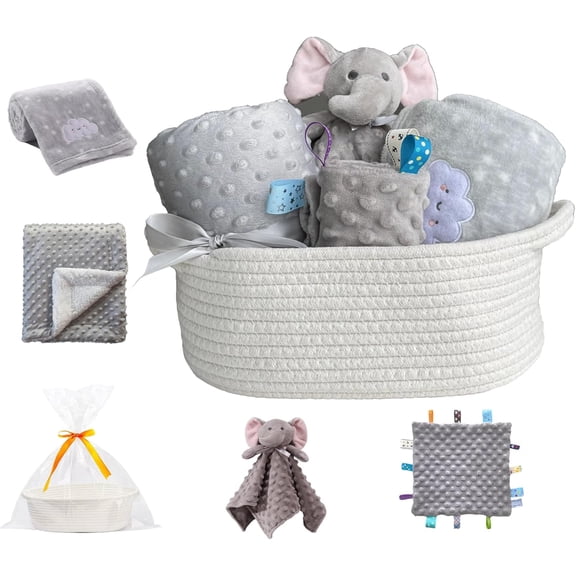 CREVENT Baby Gift Set for Newborns Baby Shower,Gray,6 Pack