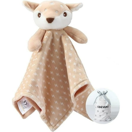 CREVENT Cozy Plush Baby Security Blanket, Loveys for Baby Girls and Boys, Birthday Gift(Brown Deer)