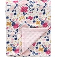 thumbnail image 1 of CREVENT Cozy Plush Girls  Pink Flowers Minky Baby Receiving Blanket, 1 of 5