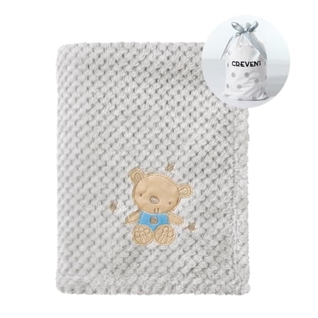 CREVENT Cute Cozy Fluffy Warm Baby Blanket Nap Throws for Girls Boys Infants, Baby Shower Birthday Newborn's Gift, Grey Bear, 30''X40''