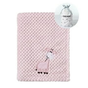 CREVENT Cute Cozy Fluffy Warm Baby Blanket Nap Throws for Girls Boys Infants, Baby Shower Birthday Newborn's Gift, Pink Giraffe, 30''X40''