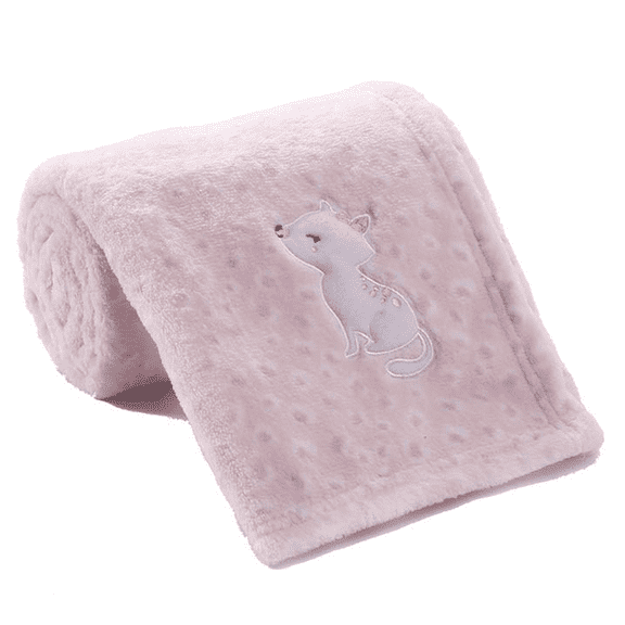 CREVENT Cute Plush Cozy and Warm Fleece Baby Blanket for Girls Infant Toddler Crib Cot Stroller, 30''X40'', Pink Cat