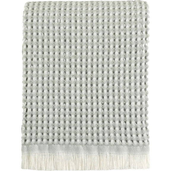 CREVENT Farmhouse Boho Knitted Throw Blanket for Couch Sofa Chair Bed Home Decoration, Soft Warm Cozy Light Weight for Spring Summer Fall (50''X60'' Waffle Green)