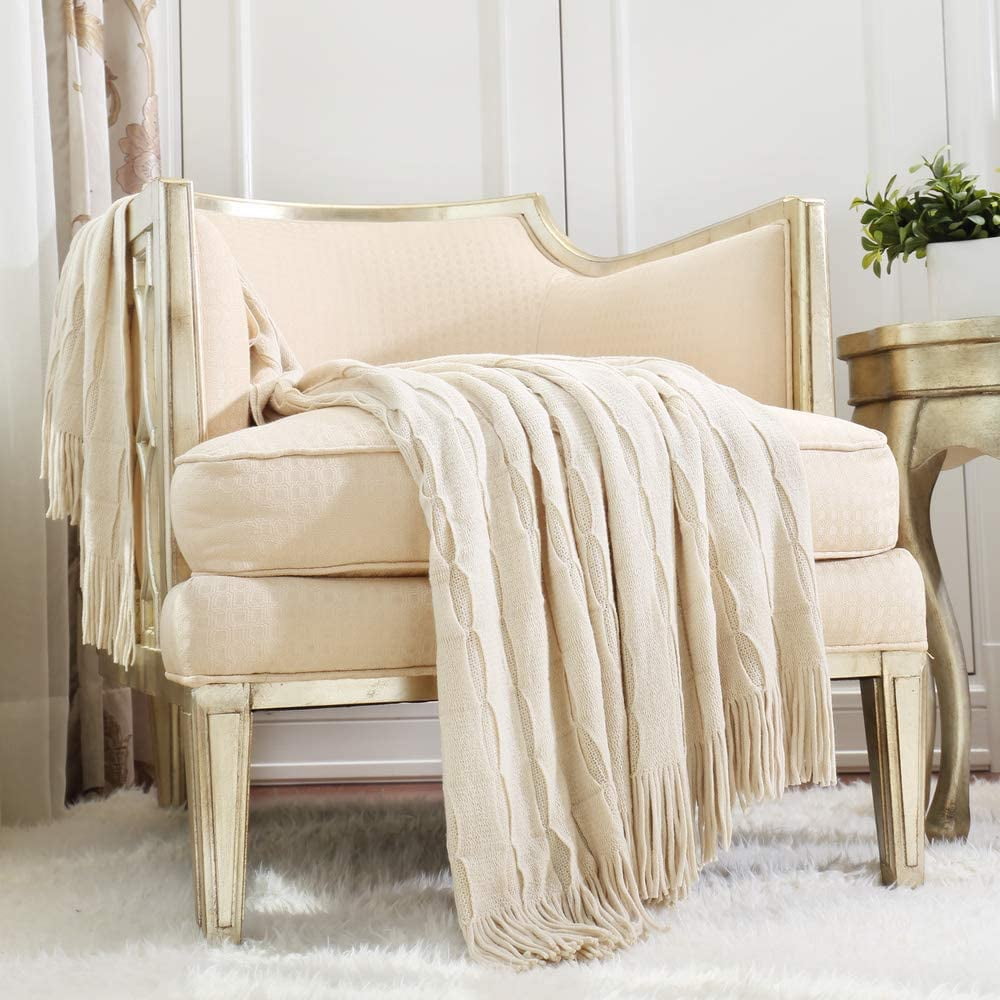 CREVENT Decorative Accent Throw Blanket for Couch Bed Soft Warm Cozy Beige Ivory 50 X60 Walmart