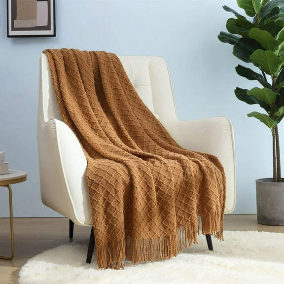 CREVENT Home Decor Rustic Couch Sofa Chair Bed Throw Blanket, Soft Warm Light Weight in Spring Summer (50''X60'' Brown)