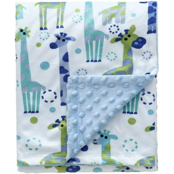 CREVENT Minky Baby Blanket for Boys, Soft Plush Receiving for Newborns - Giraffe 30x40 Inches
