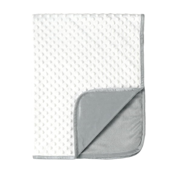 CREVENT Soft Plush Girls Gray and White Minky Baby Blanket