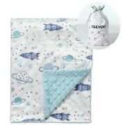 CREVENT Minky Baby Blanket for Girls Boys, Soft Plush Receiving Blanket for Newborns - 30x40 Inches (Space)