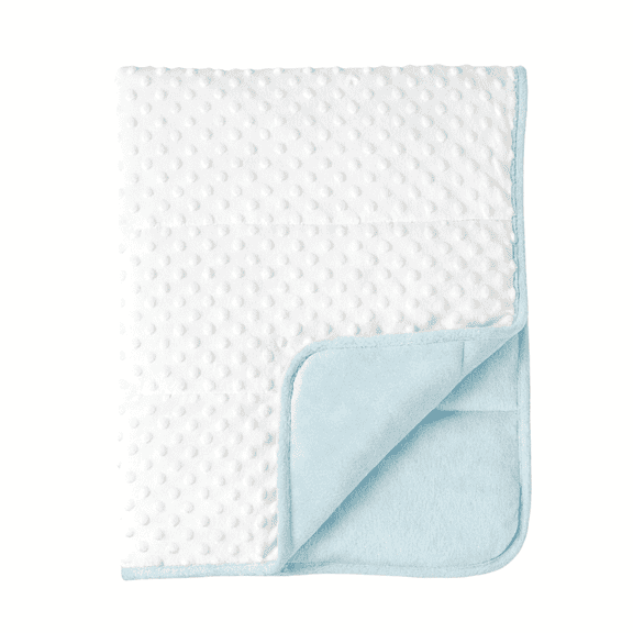 CREVENT Soft Plush Boys Blue and White Minky Baby Quilt Blanket