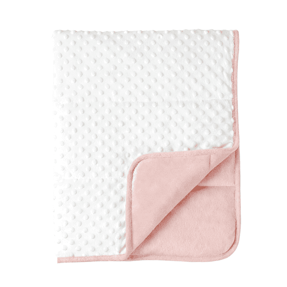 CREVENT Soft Plush Girls Pink and White Minky Baby Quilt Blanket