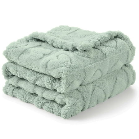 CREVENT Plush Soft Baby Blanket Receiving Blankets Heart Checkered for Girls Boys, for Infant Toddler Crib Stroller,30''×40'',Light Green
