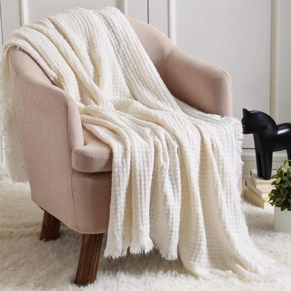 CREVENT Cozy Plush Throw Blanket for Decor Light Perfect for Summer Fall 50 X60 Off White Ivory Cream Walmart