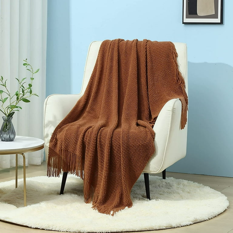 CREVENT Rustic Farmhouse Knit Throw Blanket for Couch Sofa Chair Bed Home Decoration Soft Warm Cozy Light Weight for Spring Summer Fall 50 X60